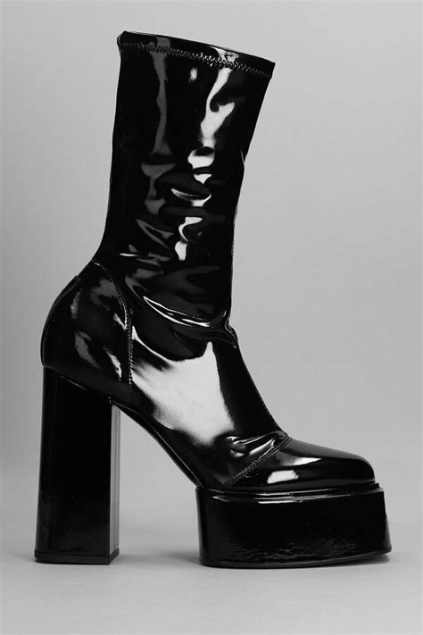 3juin Victoria High Heels Ankle Boots In Black Patent Leather Shopstyle