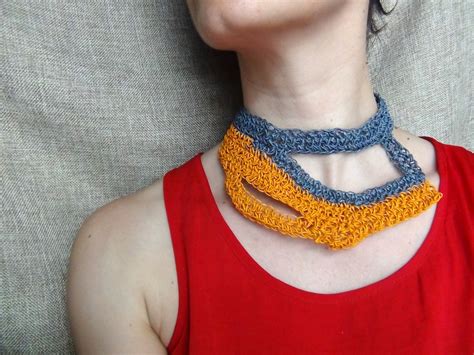 Crochet Paper Yarn, Crochet Necklace, Paper Yarn Jewelry, Statement ...