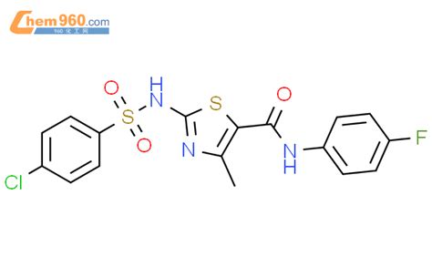 955716 95 72 4 氯苯基磺酰基 氨基 N 4 氟苯基 4 甲基 5 噻唑羧酰胺化学式、结构式、分子式、mol