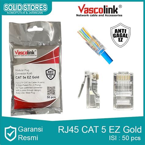 Jual Connector Vascolink Rj Cat Ez Gold Pack Isi Pcs Shopee