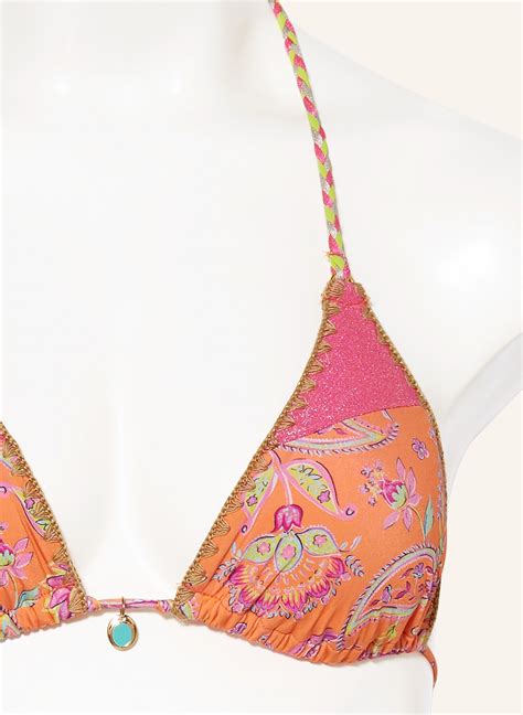 Banana Moon Couture Triangel Bikini Top Bosco Adorno In Orange Pink