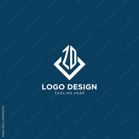 Initial Zo Logo Square Rhombus With Lines Modern And Elegant Logo