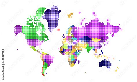 Dotted World Map Colored World Map Colourful World Countries Geography Map World Land