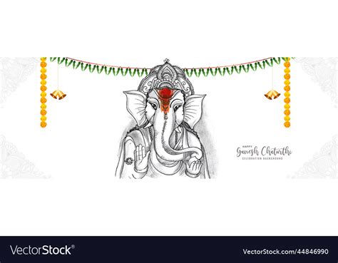 Hand draw sketch lord ganesh chaturthi beautiful Vector Image