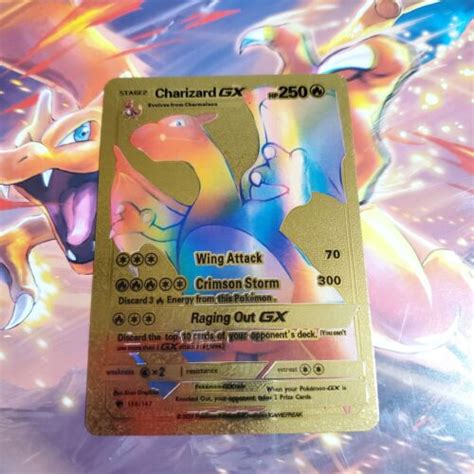 Pokemon Gold Foil Rainbow Charizard GX HP 250 Custom Card Values MAVIN