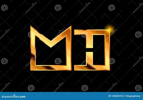 Gold Golden Metal Alphabet Letter Logo Combination Design Stock Vector