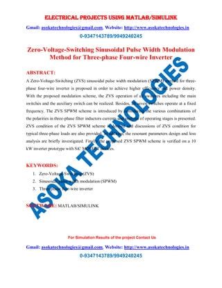 Zero Voltage Switching Sinusoidal Pulse Width Modulation Method For