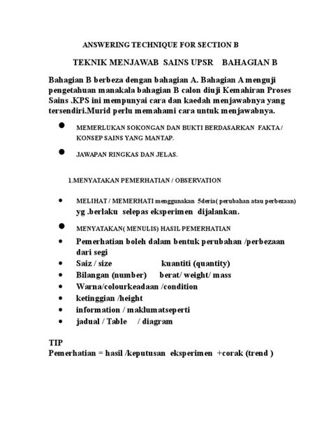 PDF Teknik Menjawab Sains Upsr Bahagian B DOKUMEN TIPS