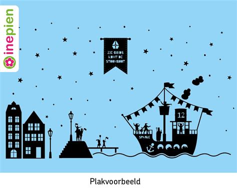 Inepien Herbruikbare Raamsticker Sinterklaas Stoomboot Zwart