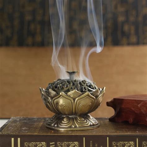 Chinese Buddha Alloy Incense Burner Lotus Flower Incense Holder