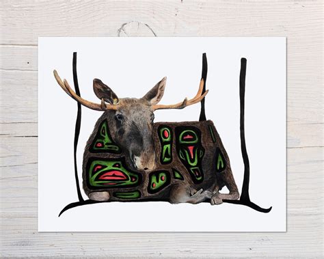 Wilderness Moose Print By Canadian Artist Haida Gwaii Etsy