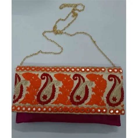 Canvas Multicolor 12x6 Inch Embroidered Clutch Bag At Rs 100 Piece In