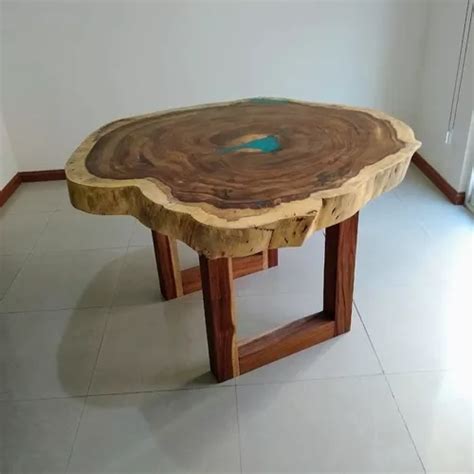 Mesa De Parota Con Resina Epóxica Color Turquesa en venta en San Pedro