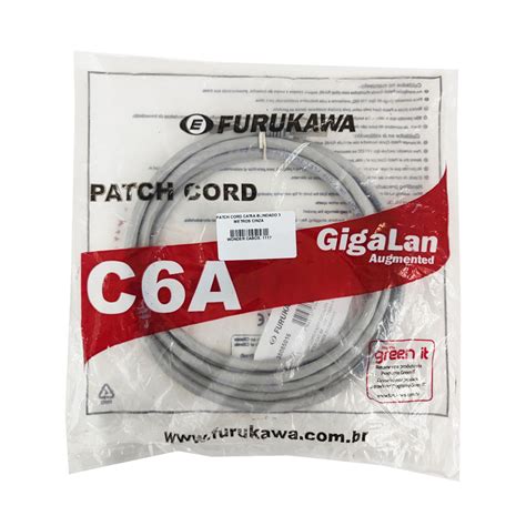 Patch Cord Cat6a Blindado 3 Metros Cinza