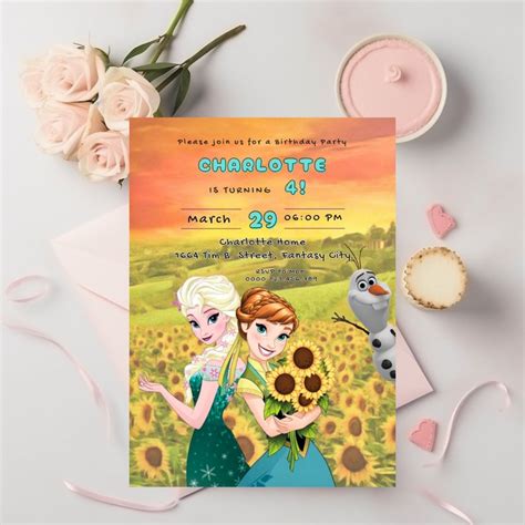 Editable Frozen Birthday Invitation Magical Celebration Friends