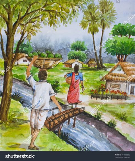 Indian Village Watercolor Paintings At Explore