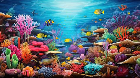 Premium AI Image | Impeccable depiction of a colorful coral reef ecosystem