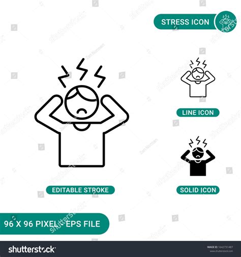 Stress Icons Set Vector Illustration Solid Vector De Stock Libre De