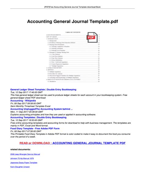 Fillable Online PDFFree Accounting General Journal Template download ...