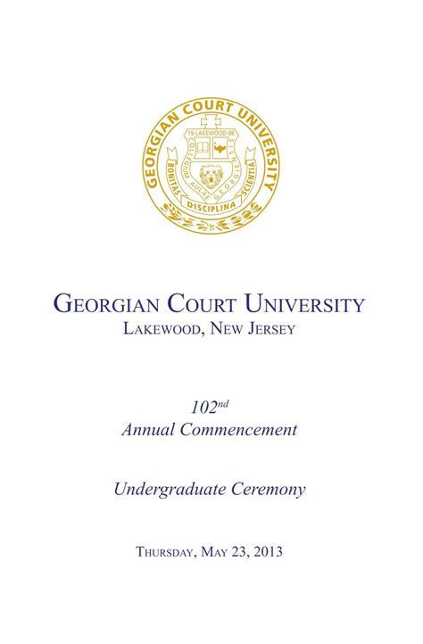 Undergraduate Commencement Program Georgian Court University