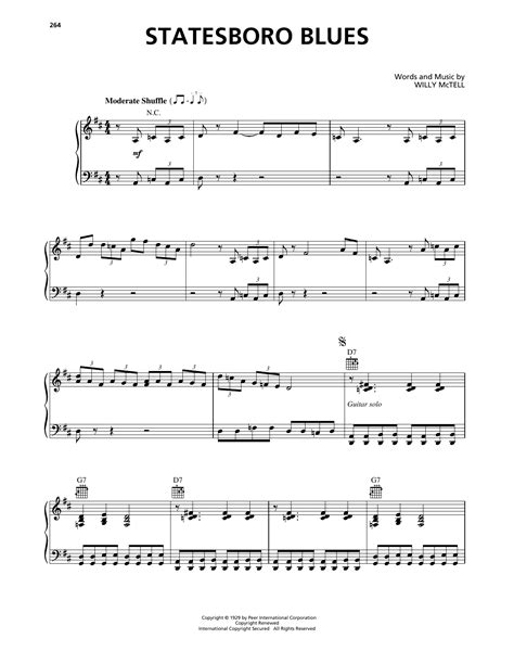 Allman Brothers Band Statesboro Blues Sheet Music And Printable Pdf