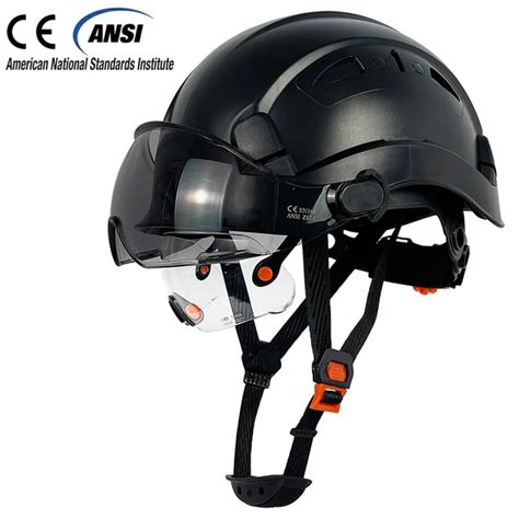 Construction Safety Helmet With Visor Built In Goggles For Engineer ABS