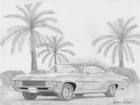 1967 Chevrolet Impala Ss Classic Car Art Print Mixed Media By Stephen Rooks