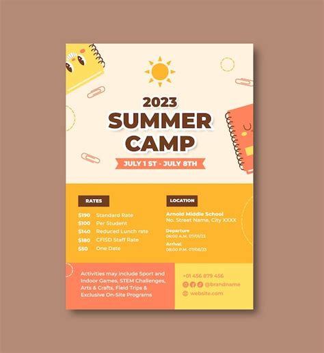 Free Vector Summer School Poster Template Design