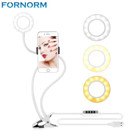 Fornorm Led Selfie Lamp 3 Mode Fill In Light With Mobile Phone Stand