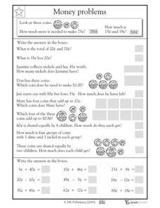 Money Word Problems #1 Worksheet for 2nd - 4th Grade | Lesson Planet