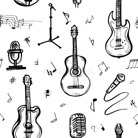 Bosquejo De Una Guitarra Con Las Notas Ilustraci N Del Vector