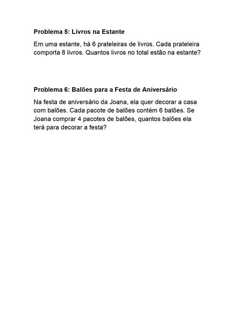 Situações Problema De Multiplicação De 1 Dígito Com Gabarito Pronto