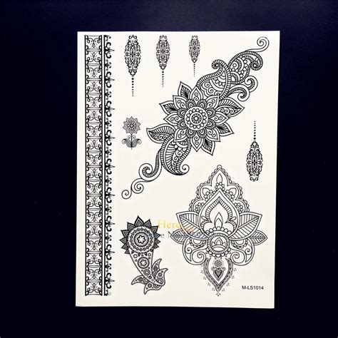 1pc Fashion Waterproof Tattoo Black Henna Mehndi Flower Arm Decal