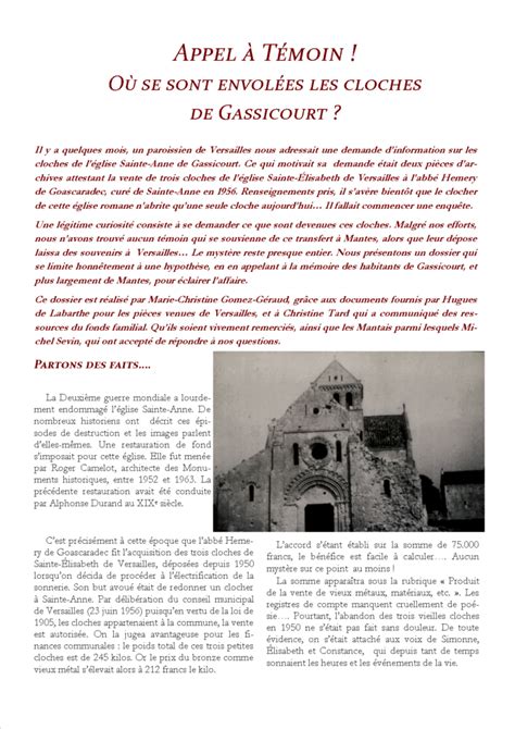 Le Myst Re Des Cloches De Gassicourt Catholiques Du Mantois