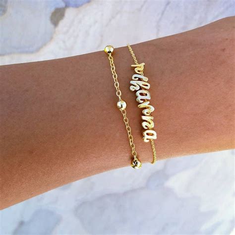 Name Bracelet Gold Letter Bracelet Initial Bracelet Etsy