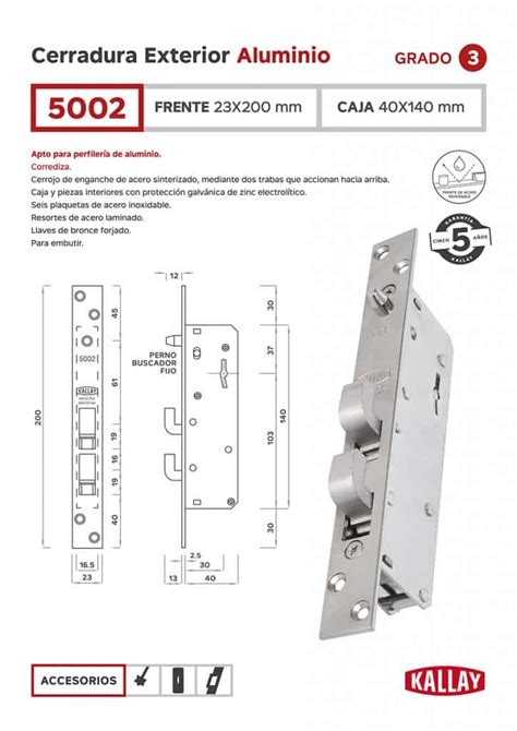 Cerradura Kallay Corrediza Distribuidora Psb