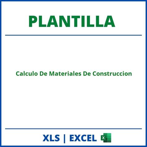 Plantilla Calculo De Materiales Excel Planilla Formato