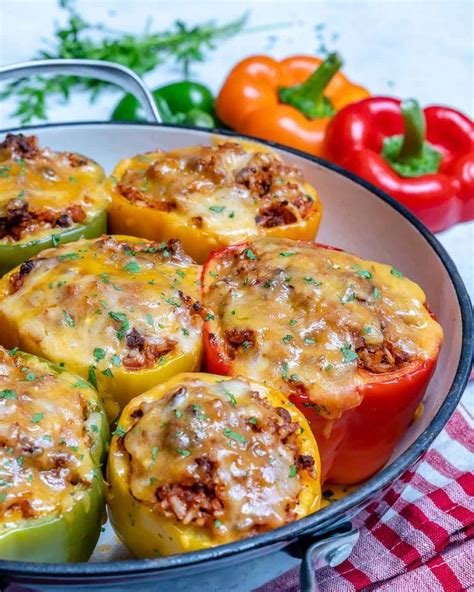 Easy Stuffed Bell Peppers With Ground Beef And Rice Recipe Stuffed Peppers Bell Pepper