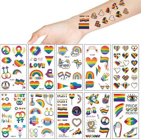 Rainbow Temporary Tattoos Sheets Lgbt Gay Pride Temporary Tattoos