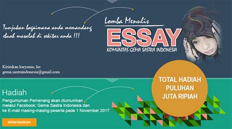 Lomba Menulis Esai Cerpen Dan Puisi Tingkat Nasional