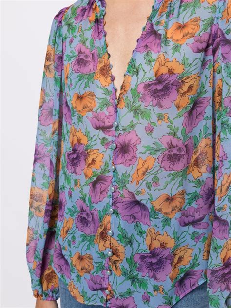 Veronica Beard Floral Print Silk Shirt Farfetch