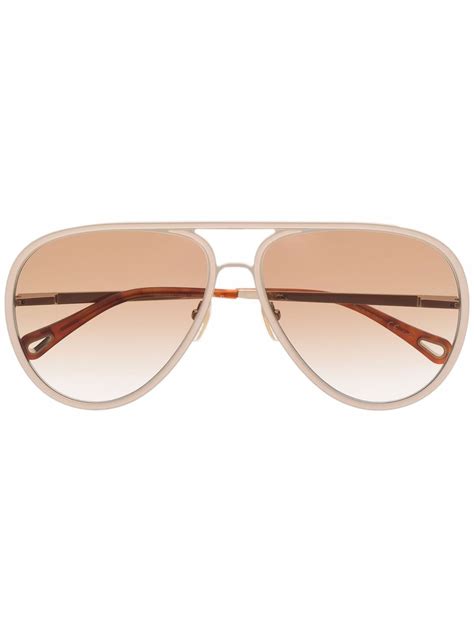 Chloé Eyewear Tinted Pilot Frame Sunglasses Neutrals Farfetch