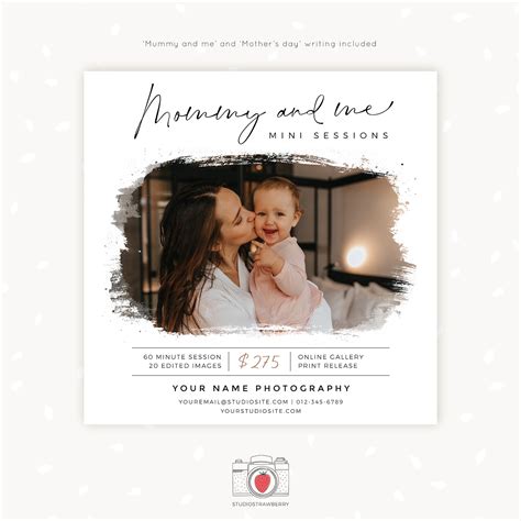 Mommy and Me Mini Session Template for Canva & Photoshop – Strawberry Kit