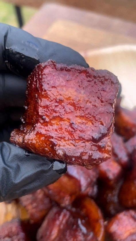 Sweet And Spicy Peach Pork Belly Burnt Ends Recipe Pork Belly Smoked Meat Recipes Smoked Pork