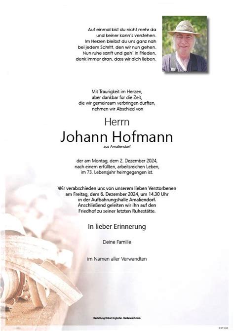 Johann Hofmann Bestattung Inghofer