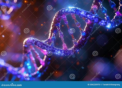 Glowing DNA Molecule Genetics Biotechnology And Medical Research