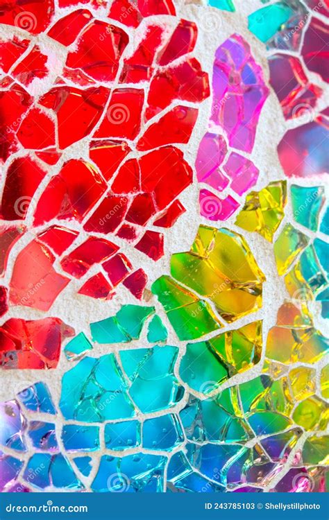 Rainbow Vibrant Coloured Shattered Glasss Mosaic Background Stock Image Image Of Shape Light