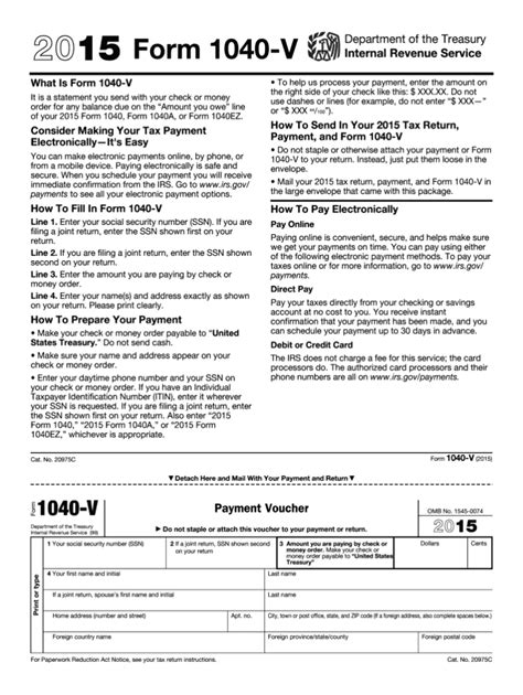 2015 Form IRS 1040 V Fill Online Printable Fillable | 2021 Tax Forms ...