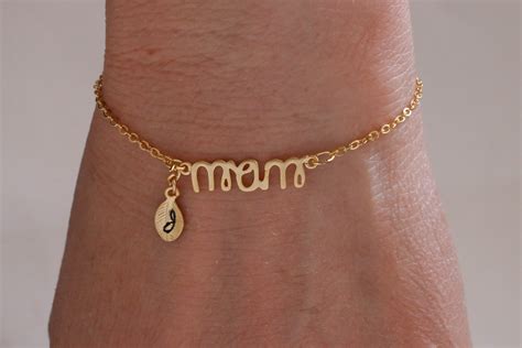 Gold Mom Bracelet Mom Necklace Mom Jewelry Personalized Etsy