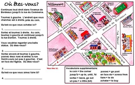 Trouver son chemin les directions Fle Exercices fle Géographie